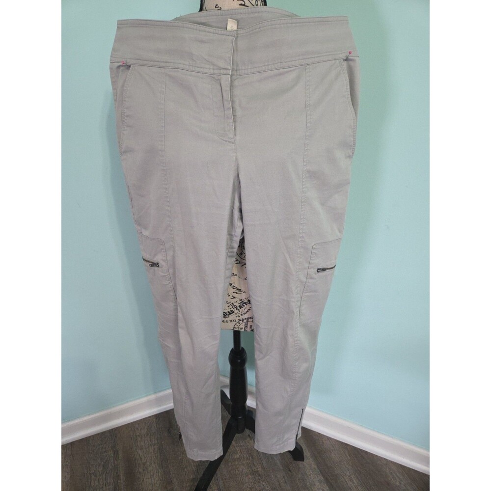 EILEEN FISHER Crop Ankle Zip Skinny Cargo Pant Gray small organic cotton